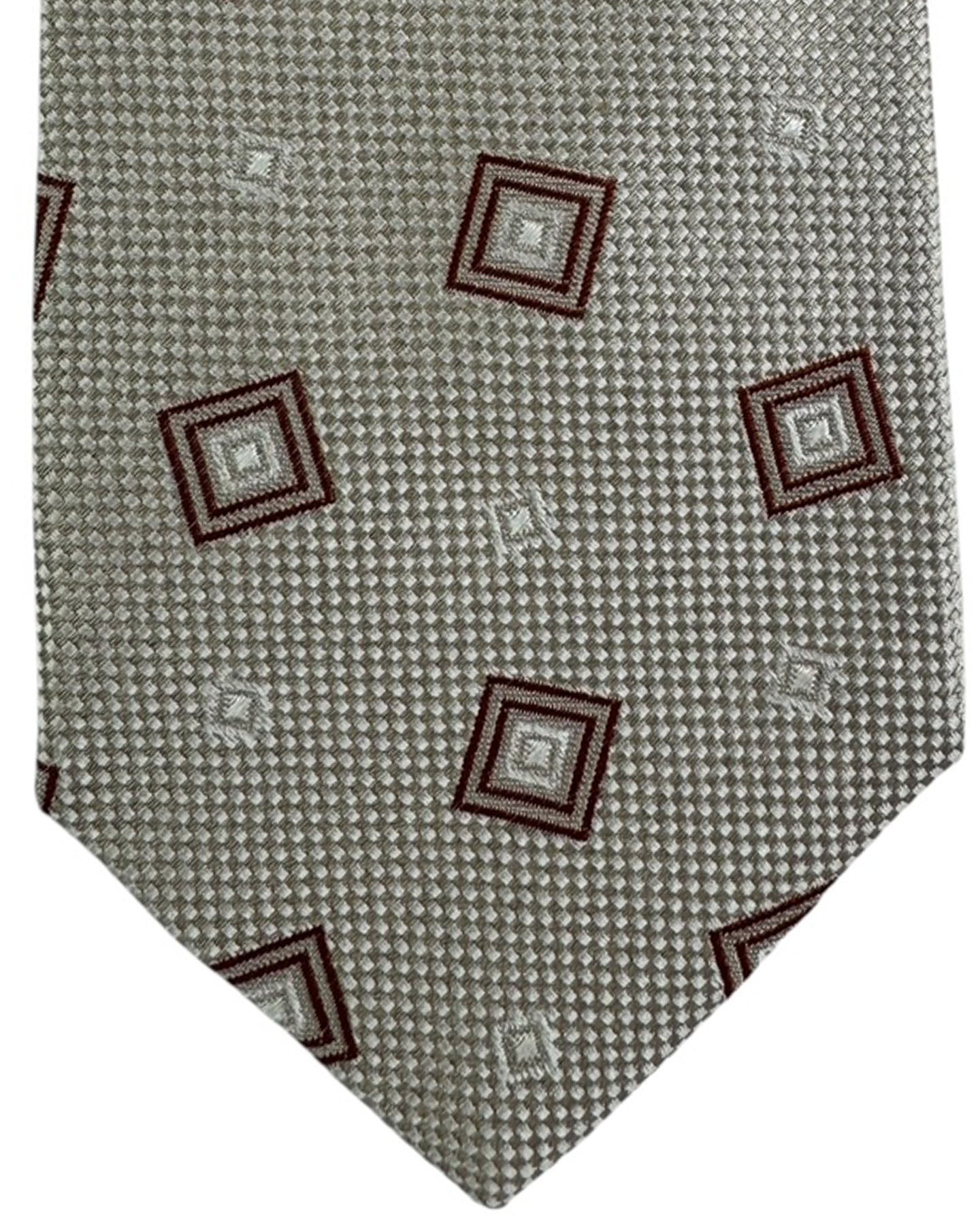 Luigi Borrelli Tie Gray Brown Geometric Squares