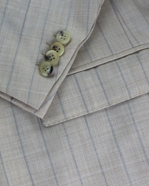 Luigi Borrelli Suit Beige Stripes Wool Silk EU 50 / US 40 BLACK FRIDAY SALE