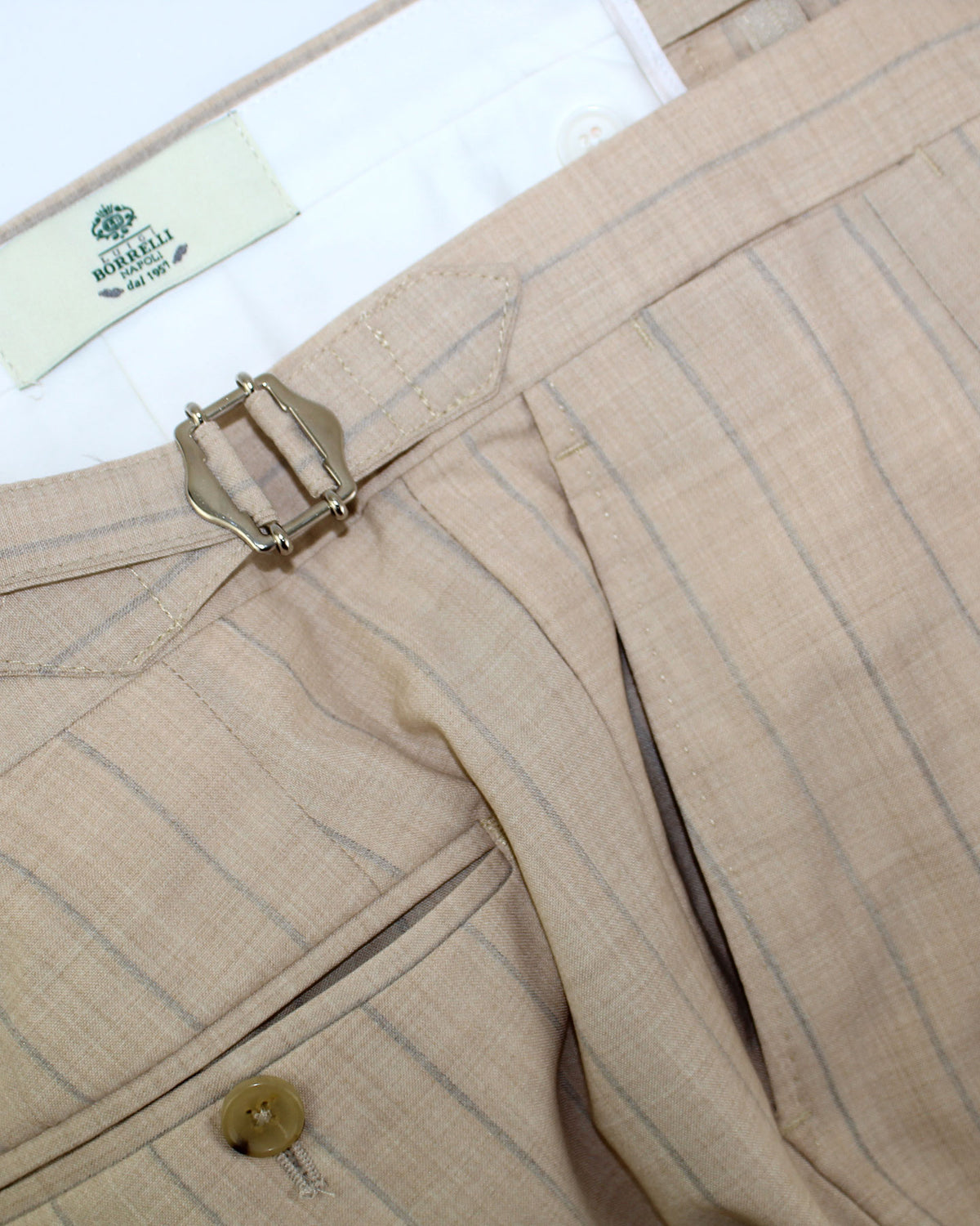 Luigi Borrelli Suit Beige Stripes Wool Silk EU 50 / US 40 BLACK FRIDAY SALE