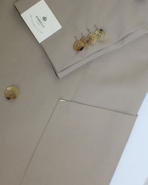 Luigi Borrelli Suit Beige Double Breasted Peak Lapel 