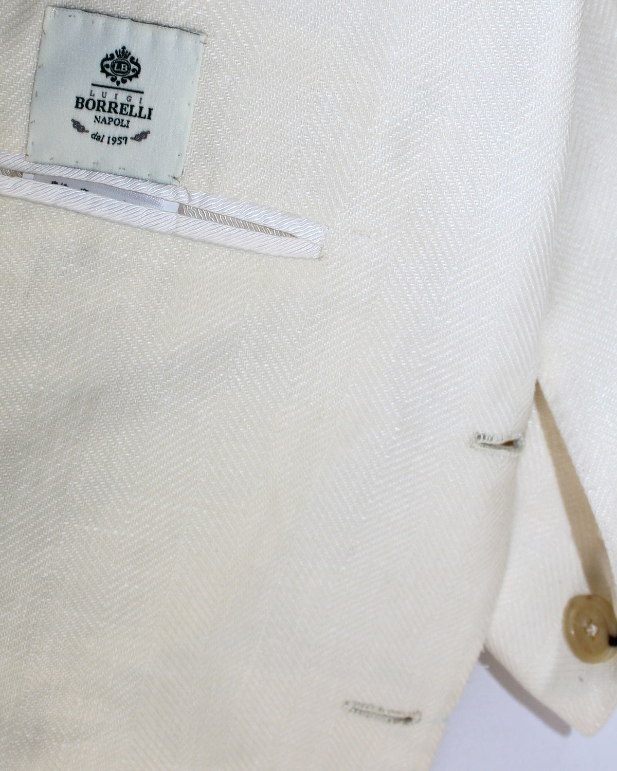 Luigi Borrelli Sport Coat Beige-White Linen Wool EU 46 / US 36
