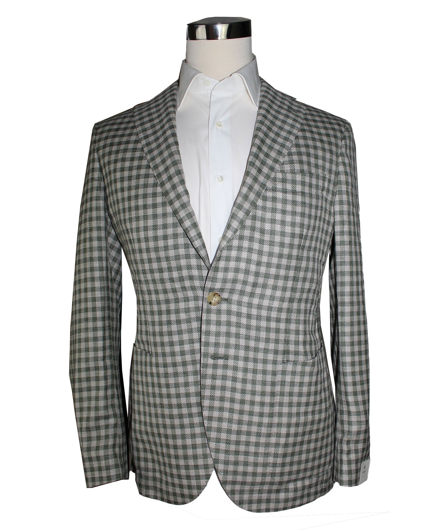 Borrelli Sport Coat Green Gray Check