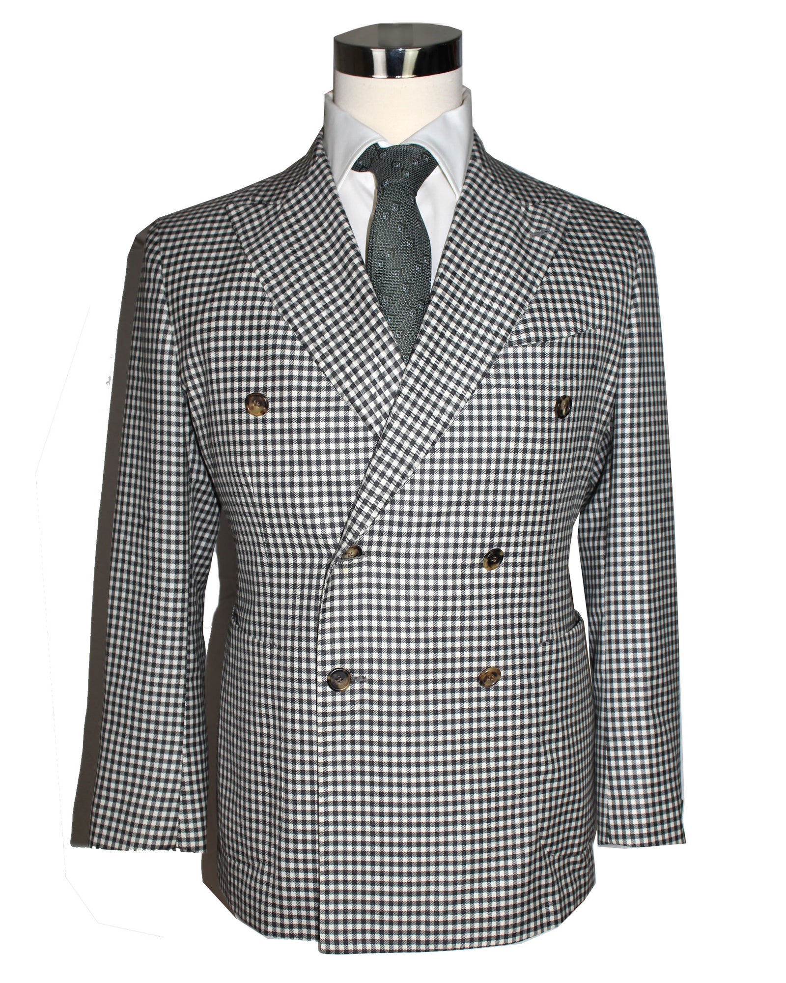 Borrelli Sport Coat White Black Check