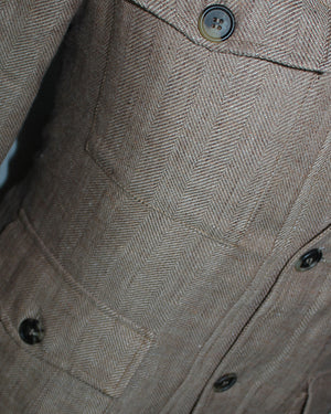 Luigi Borrelli Coat Brown Gray Wool Linen EU 46 / US 36