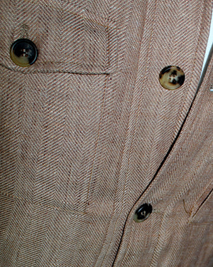 Luigi Borrelli Coat Brown Gray Wool Linen EU 46 / US 36