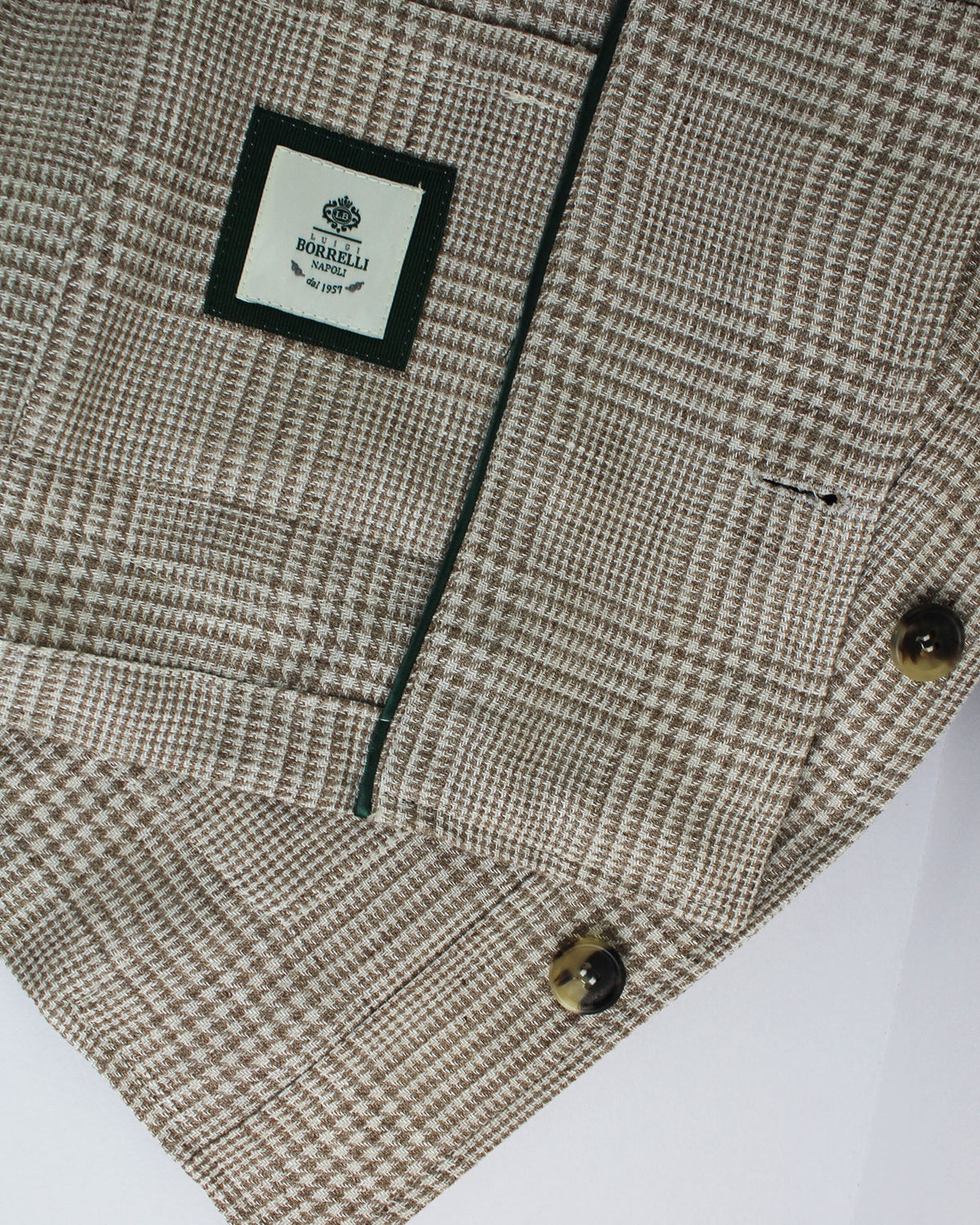 Luigi Borrelli Coat Gray Glen Check Wool Linen SALE