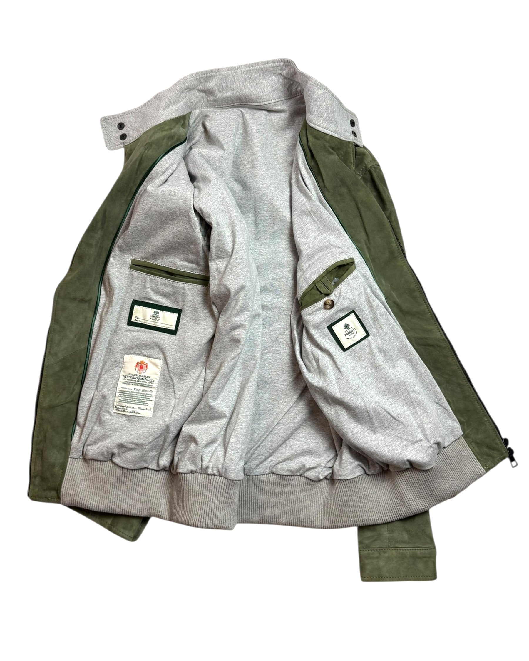 Luigi Borrelli Suede Leather Green Jacket