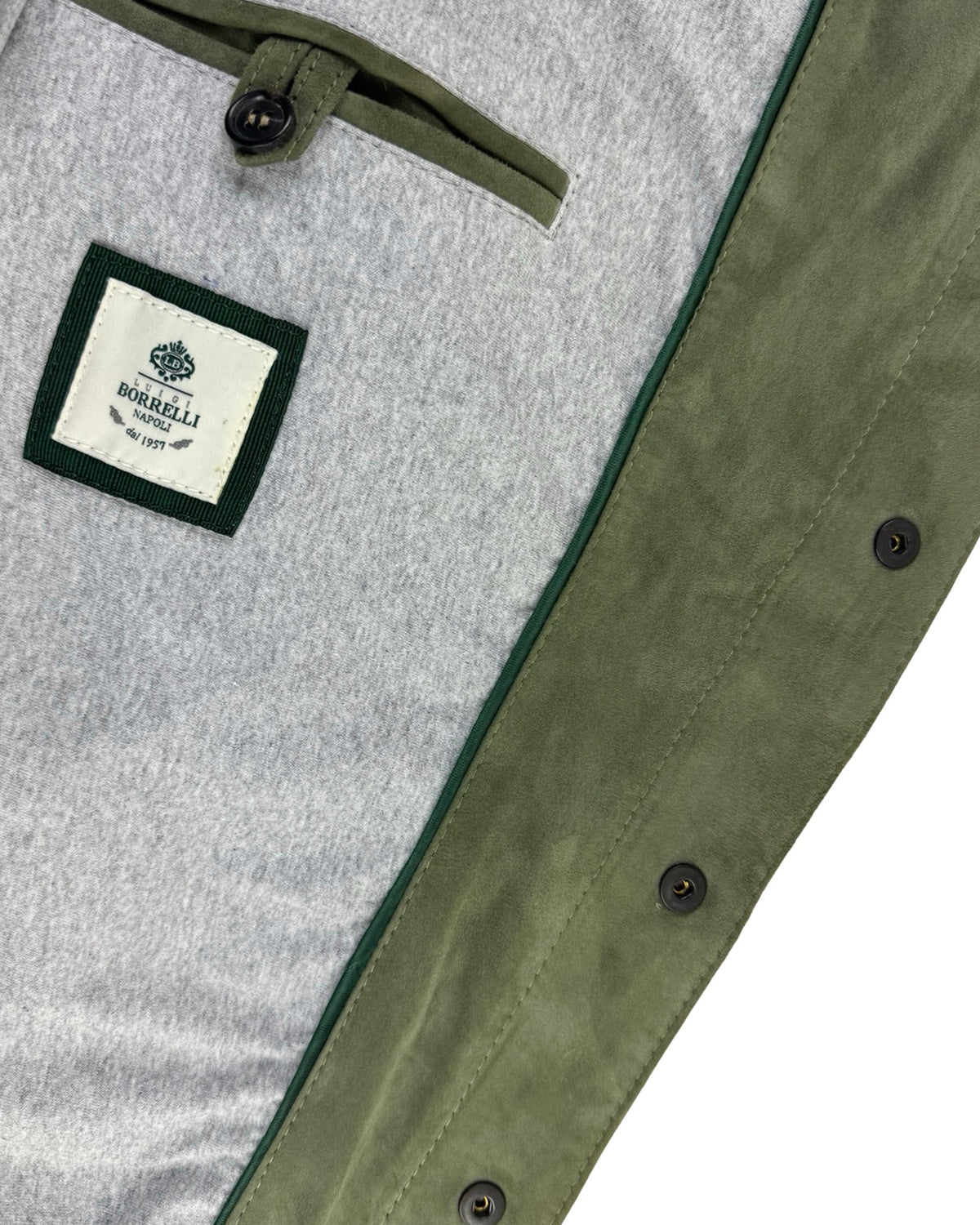 Luigi Borrelli Suede Leather Jacket Green 