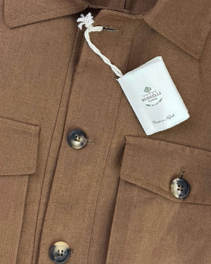 Luigi Borrelli Linen Coat Brown
