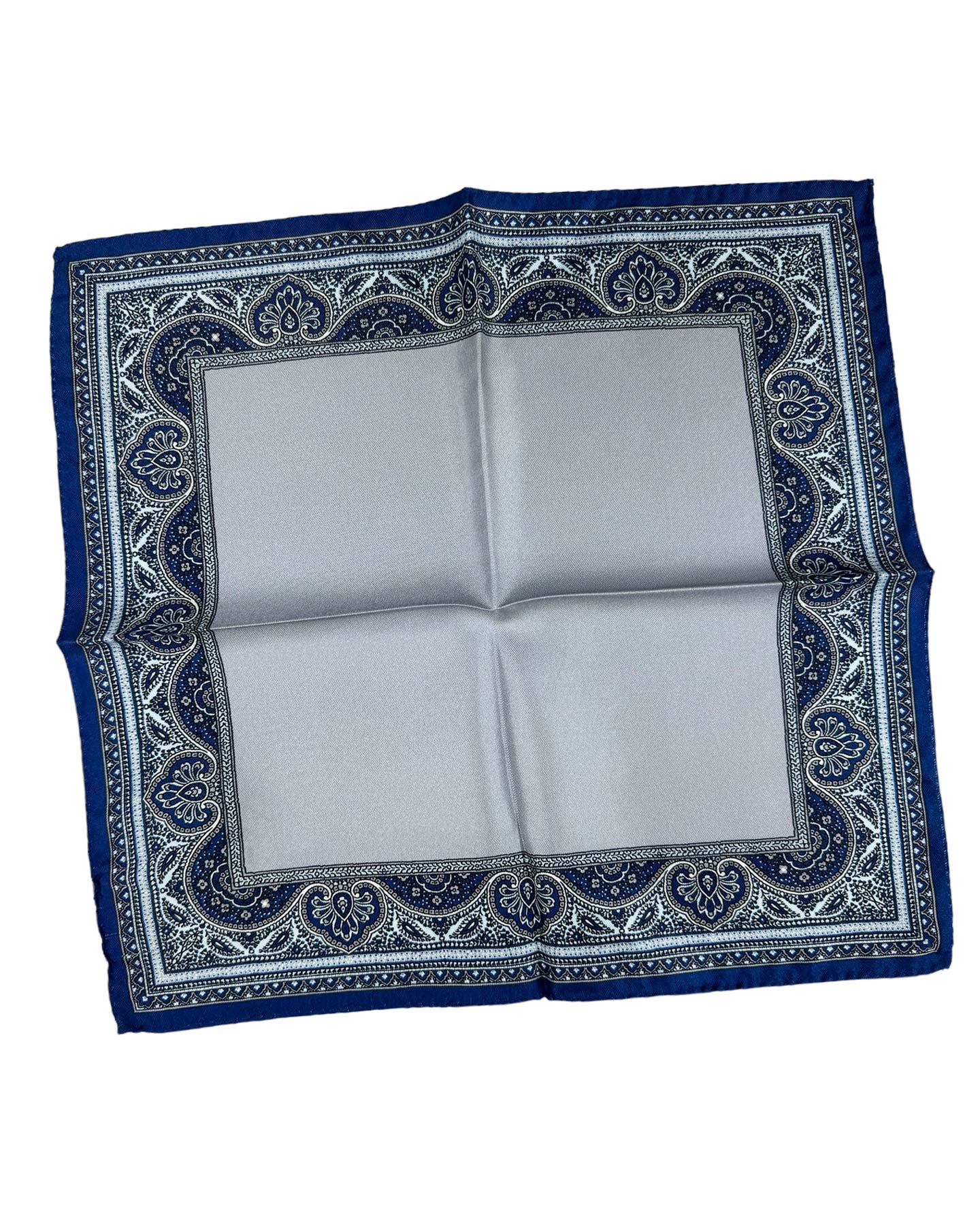 Luigi Borrelli Pocket Square Gray Ornamental SALE