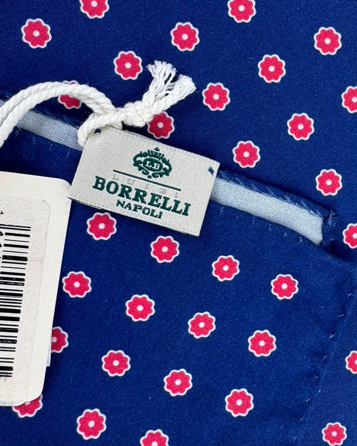 Luigi Borrelli Pocket Square Navy Red Geometric SALE