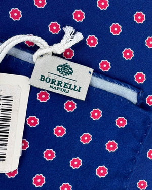 Luigi Borrelli Pocket Square Navy Red Geometric SALE