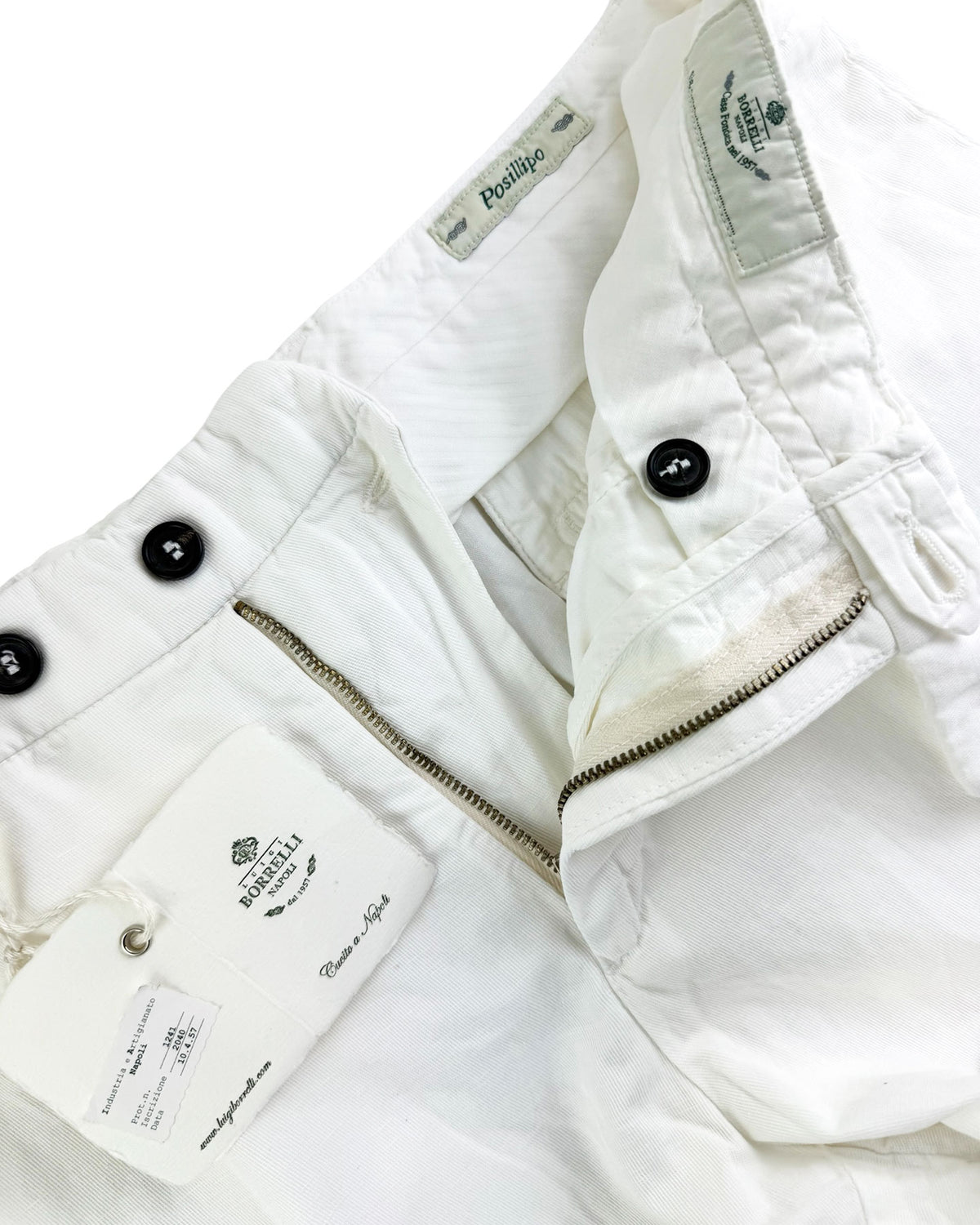 Luigi Borrelli Pants White 35 Slim Fit - Linen Cotton