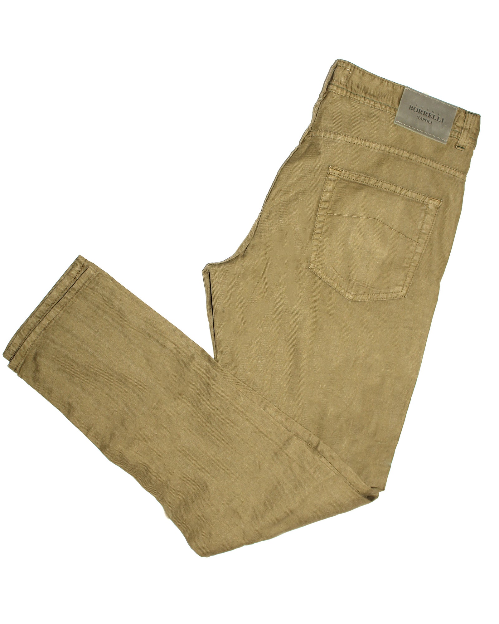 Luigi Borrelli Jeans Olive Green Linen Cotton