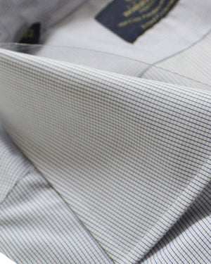 Borrelli Dress Shirt White Navy Mini Check 44 - 17 1/2 Royal Collection