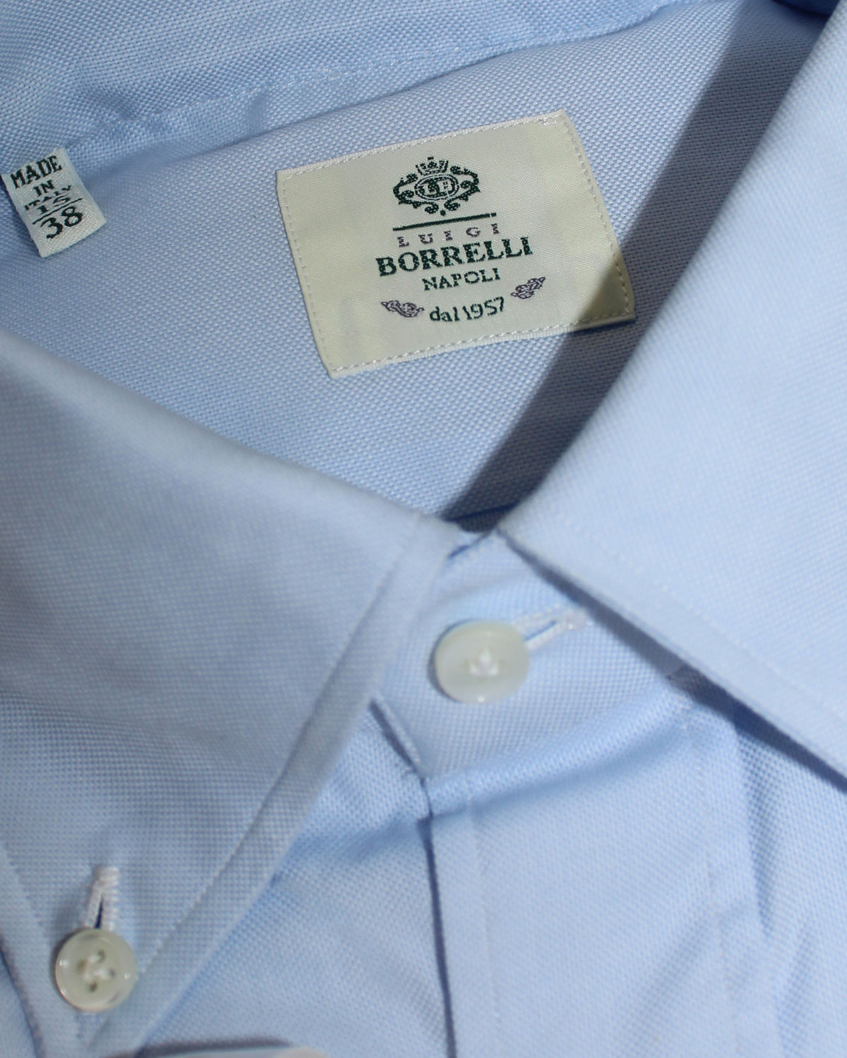 Luigi Borrelli Button-Down Sport Shirt Light Blue  New