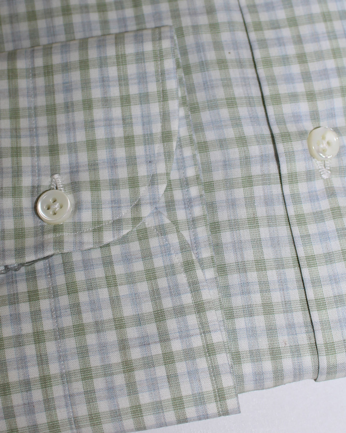 Luigi Borrelli Dress Shirt White Green Blue Check