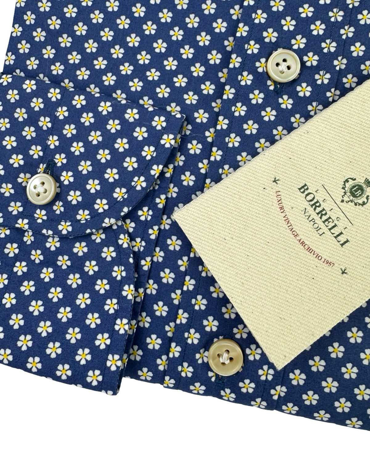 Luigi Borrelli Sport Shirt Navy Mini Floral 39 - 15 1/2