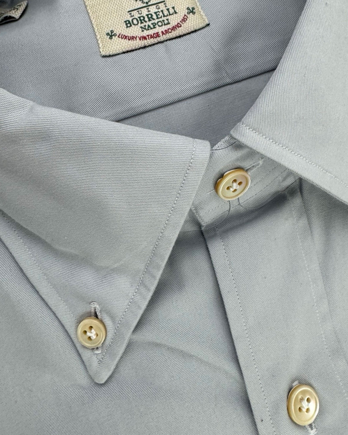 Luigi Borrelli Sport Shirt Gray Button-Down 39 - 15 1/2