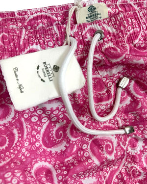 Luigi Borrelli Swim Shorts Pink White Design S - Italian Men Swimwear SALE