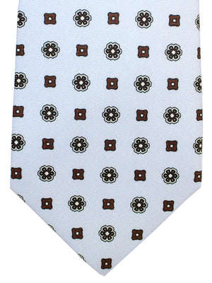 Luigi Borrelli Tie Light Blue Brown Medallions