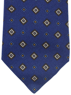 Luigi Borrelli Silk Tie Navy Geometric