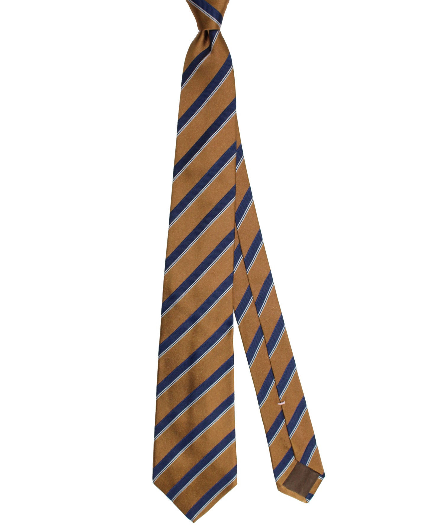 Luigi Borrelli Tie Brown Dark Navy Stripes