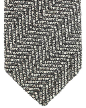 Luigi Borrelli Wool Silk Tie Gray Zig Zag