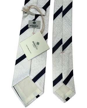 Luigi Borrelli Tie Silver Navy Stripes