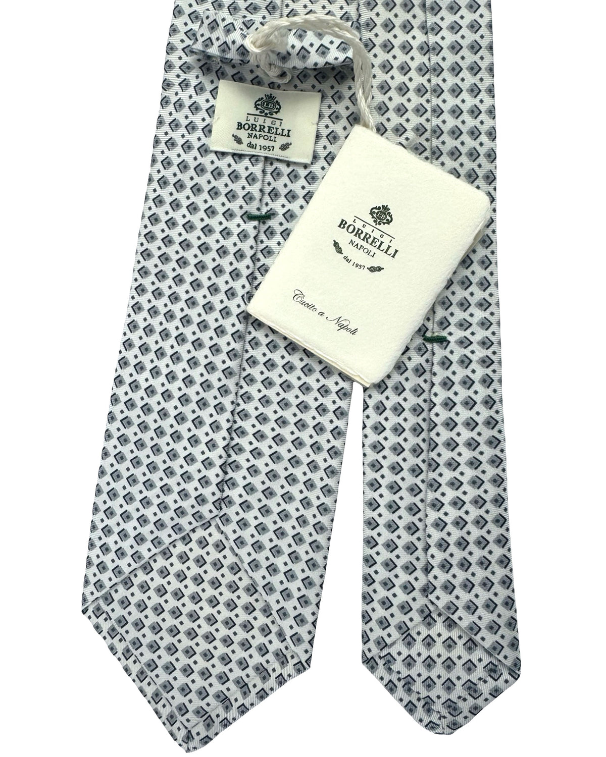 Borrelli Tie Gray Geometric Design