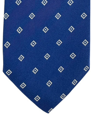 Brioni Silk Tie Royal Blue With Diamond Pattern