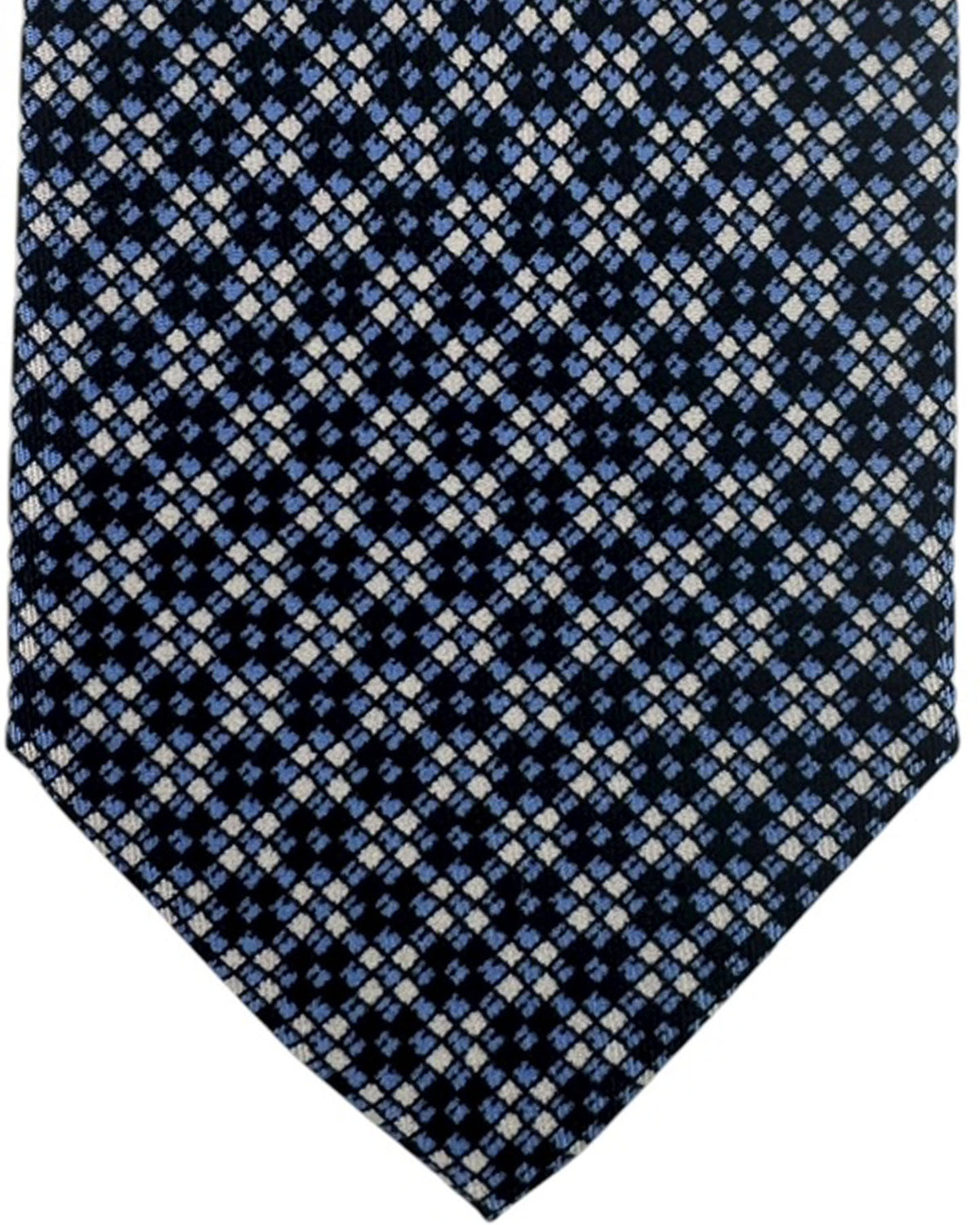 Brioni Silk Tie Black & Blue Diamond Lattice