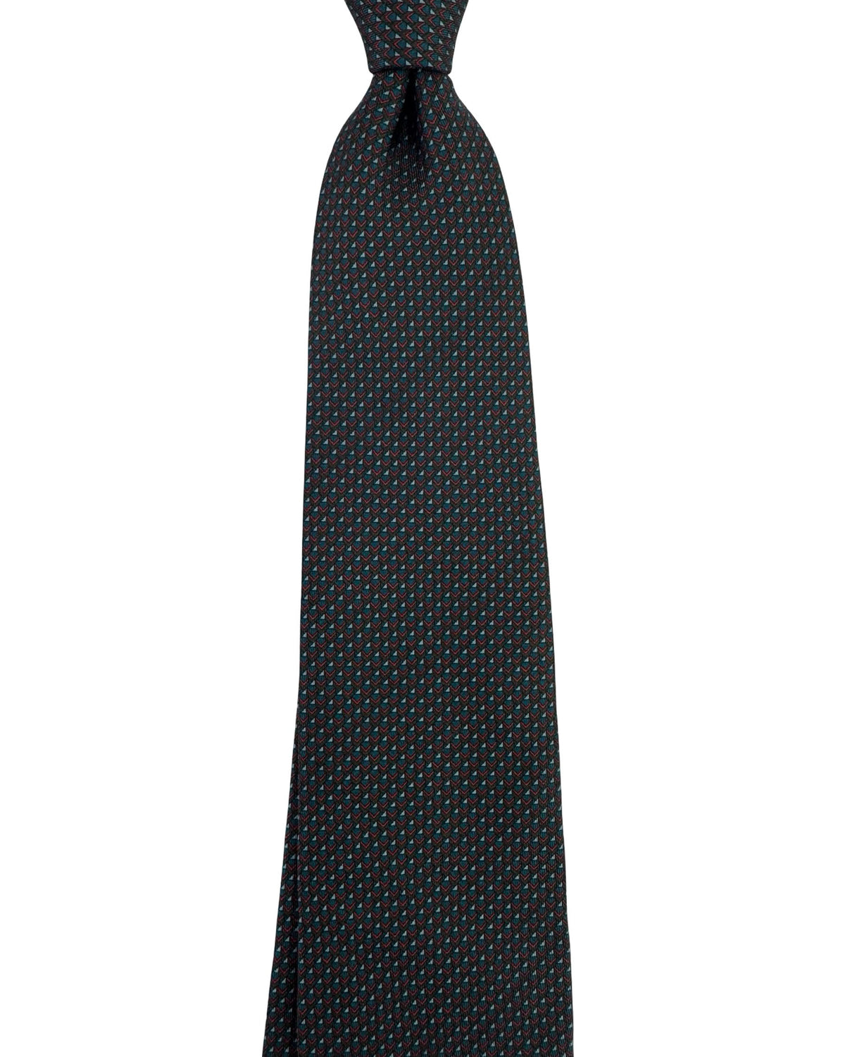 Brioni Silk Tie Teal Gray Red Chevron Pattern