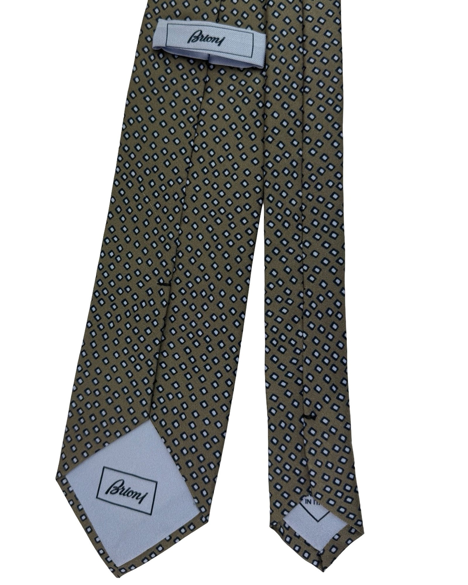 Brioni Silk Tie Taupe Geometric