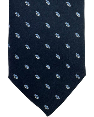 Brioni Silk Tie Navy Blue Pattern