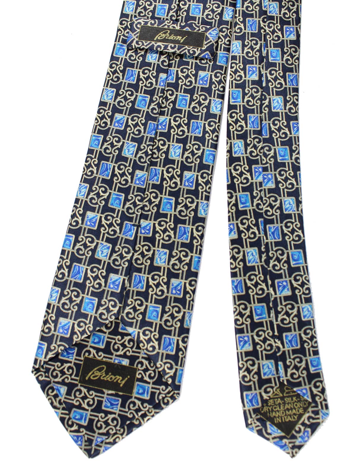 Brioni Silk Tie Dark Blue Ornamental Design BLACK FRIDAY SALE