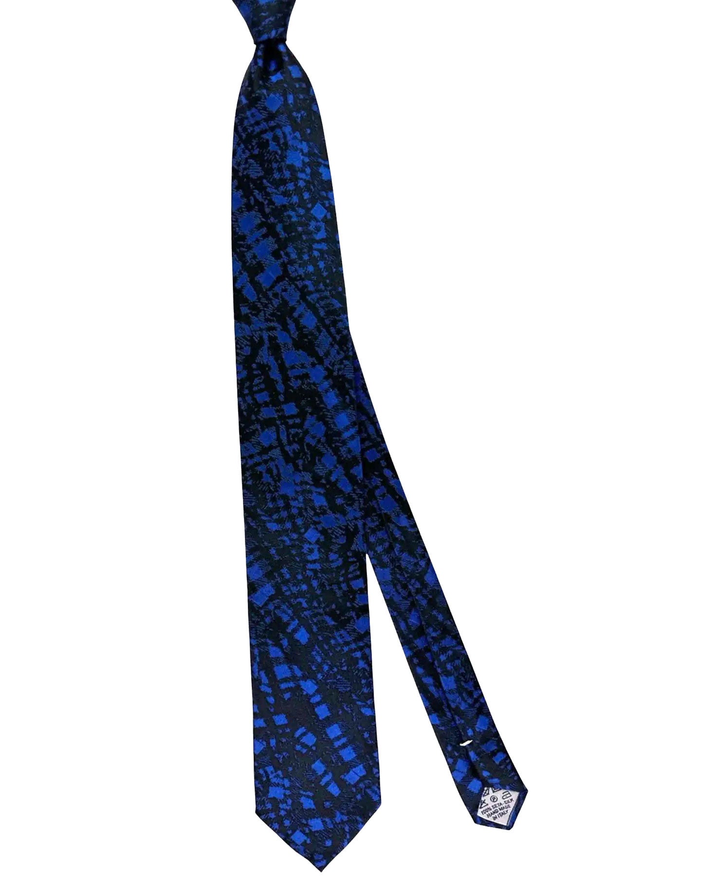 Brioni Silk Tie Royal Blue Black Abstract Jacquard SALE