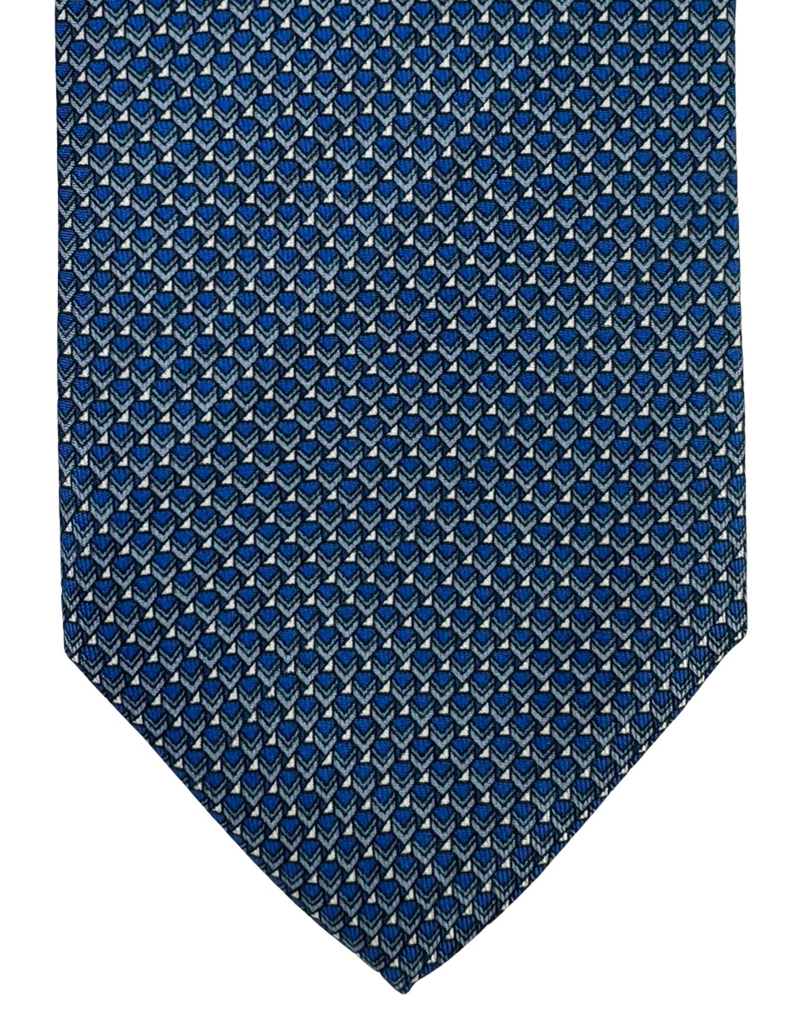 Brioni Silk Tie Royal Blue Micro Design