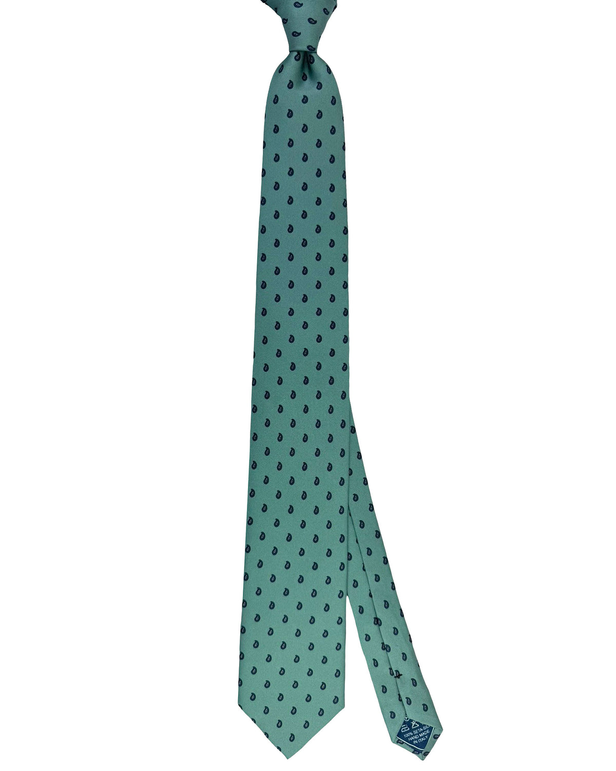 Brioni Tie Sea Foam Navy Mini Paisley