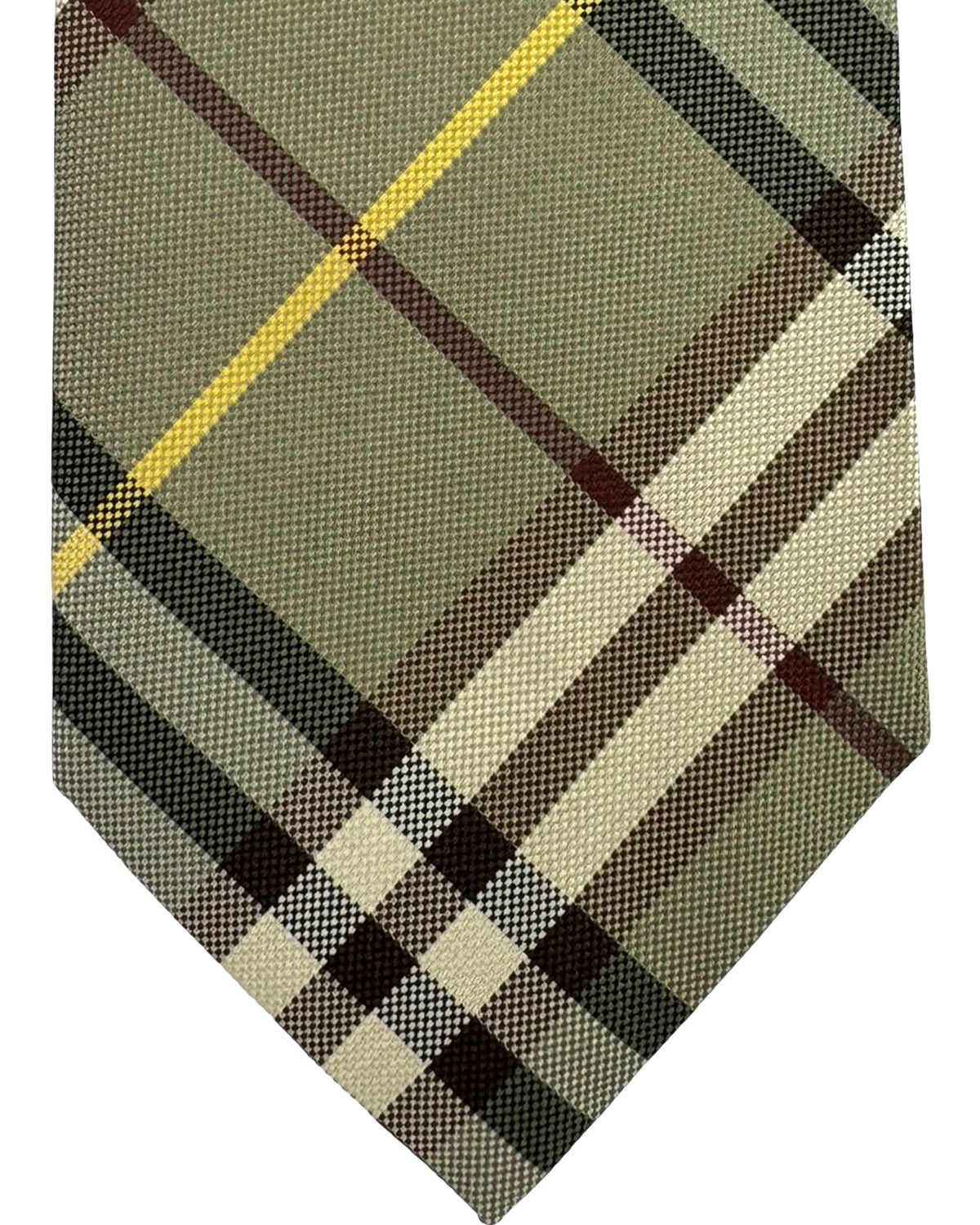 Burberry Tie Glade Green Check Design - Wide Necktie