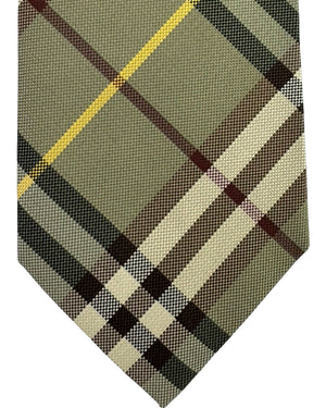 Burberry Tie Glade Green Check Design - Wide Necktie
