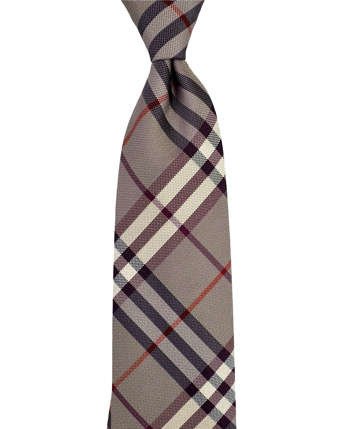Burberry Tie Gray Check Design - Wide Necktie