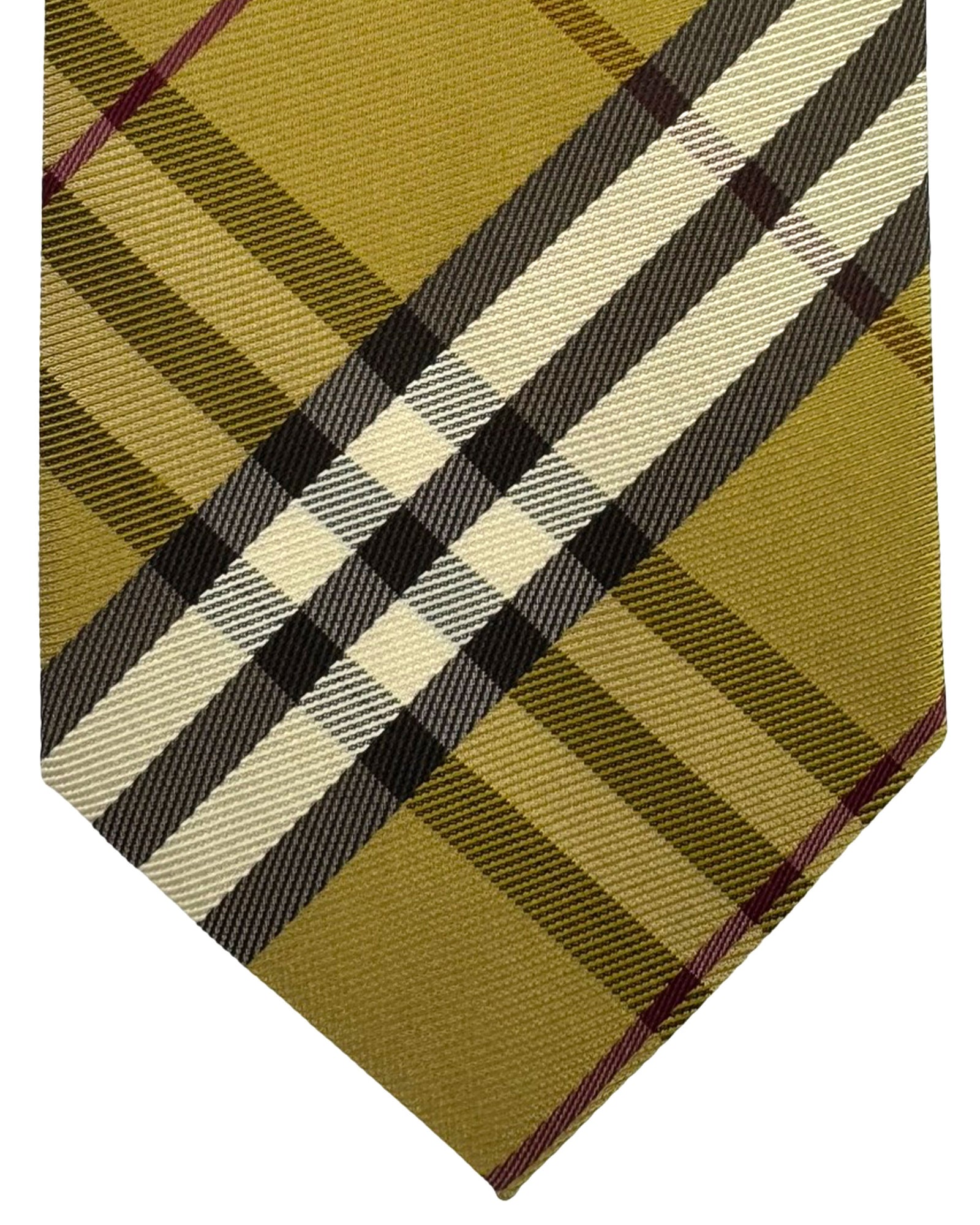 Burberry Tie Olive Check Design - Wide Necktie