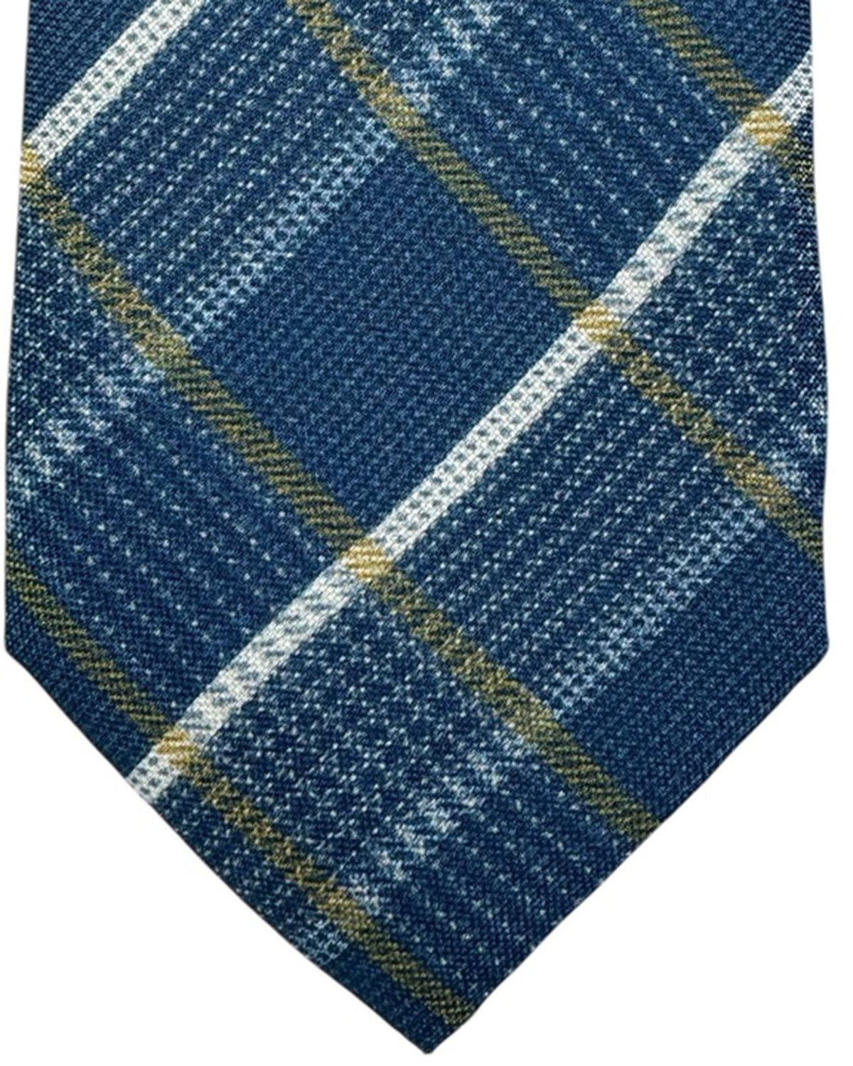 Canali Tie  Dark Blue Plaid Glen Check