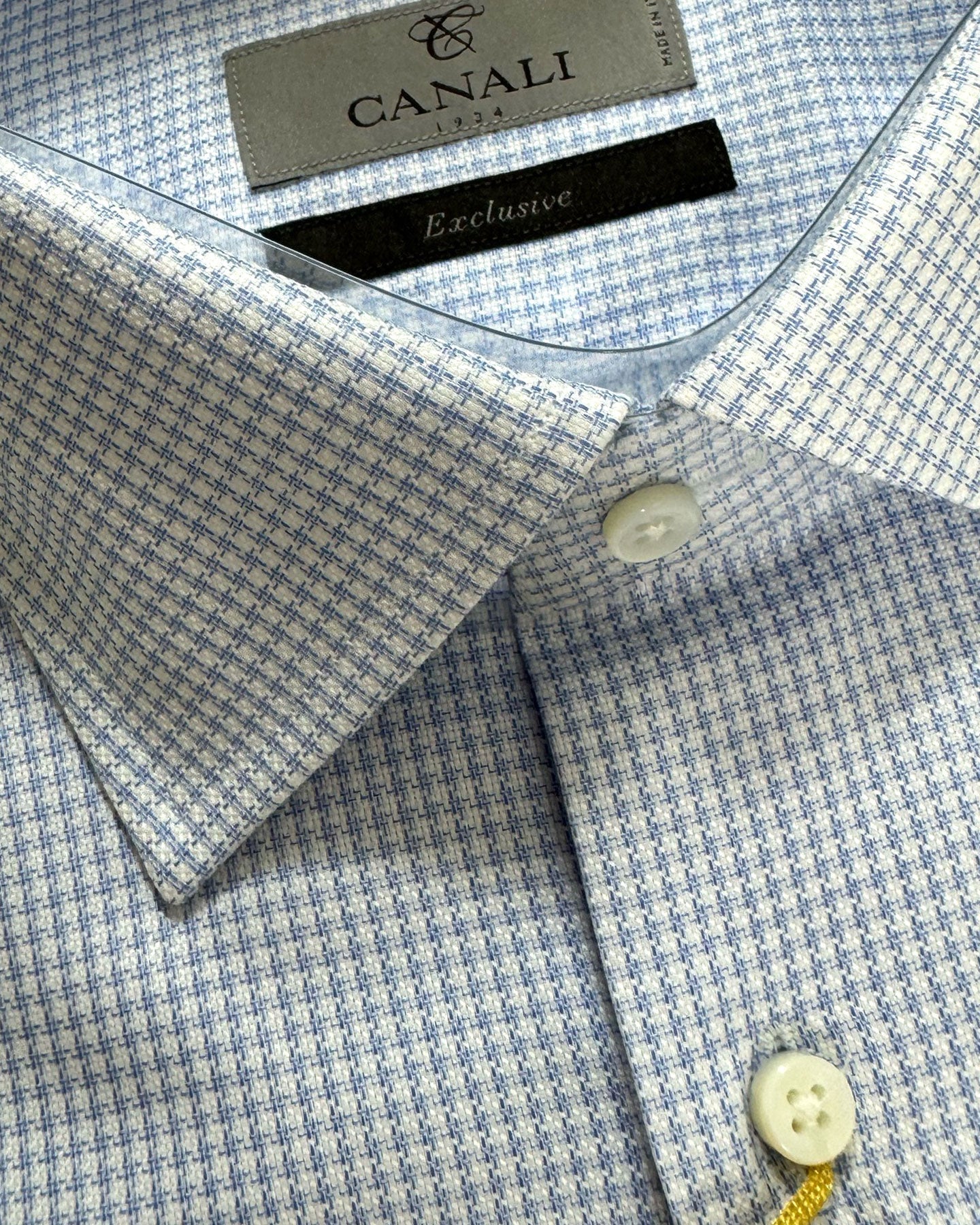 Canali Dress Shirt Exclusive White Blue 