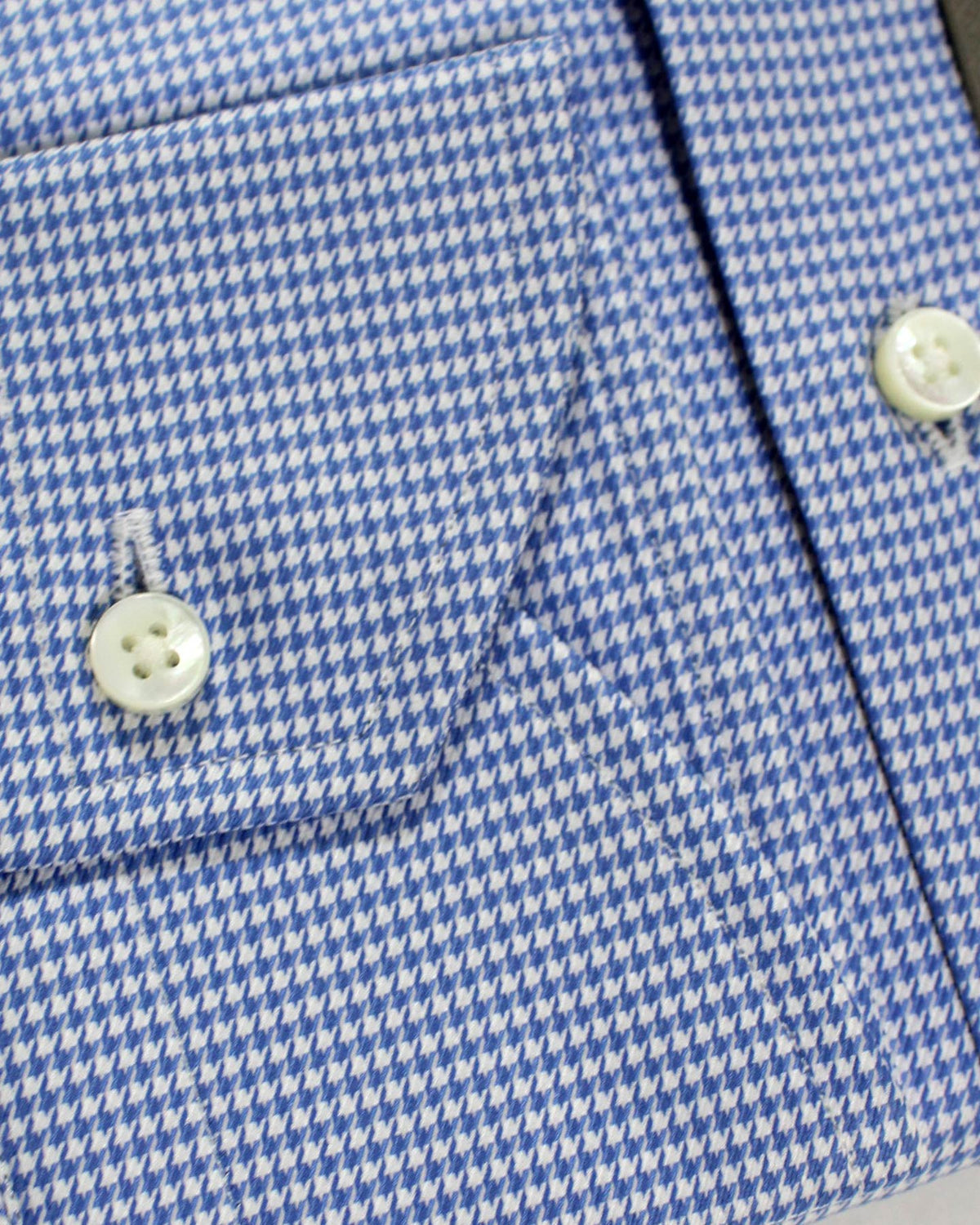 Canali Dress Shirt White Navy Houndstooth 140/ 2 Fine Egyptian Cotton
