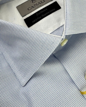 Canali Dress Shirt White Blue 