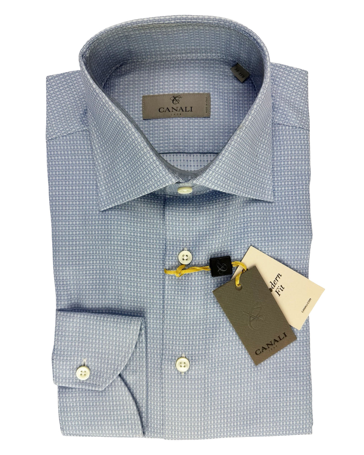 Canali Dress Shirt Blue Pattern 