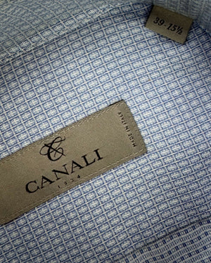 Canali Dress Shirt Blue Pattern 39 - 15 1/2