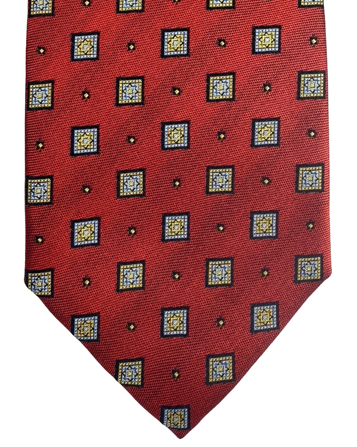 Canali Silk Tie Dark Red Geometric